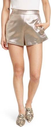 Maje Metallic Silk Blend Shorts in Gold at Nordstrom Rack, Size 2 Us / 34 Fr