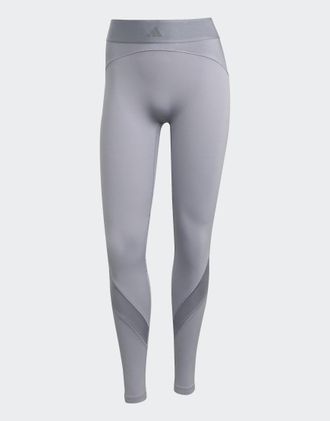 adidas adidas Performance - Hyperglam - Leggings taglio integrale lucidi argento halo / grigi