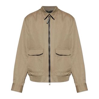 Brioni Light Jackets, male, Green, Size: L Lightweight Jacket With Pockets