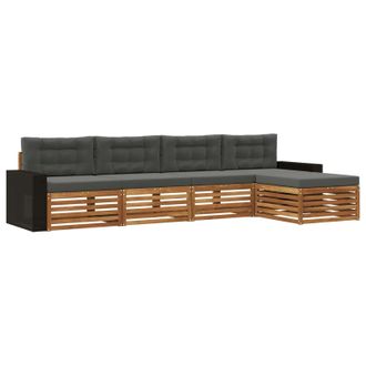 vidaXL Conjunto De Sof&aacute;s De Exterior 5 Pcs Natural Y Antracita Vidaxl