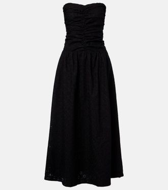 Faithfull The Brand Lia broderie anglaise ruched maxi dress