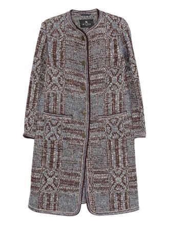 Etro Grey Boucl Jacquard Coat