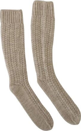 Dolce & Gabbana Beige Gebreide Over de Kuit Sokken - Dames - Sokken - Beige - ONE Size - Wol - Ondergoed