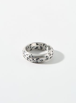Serge DeNimes Mens Engraved flower silver ring