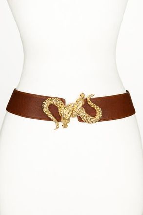 Raina Dragon Buckle Leather Belt in Cognac at Nordstrom, Size Medium
