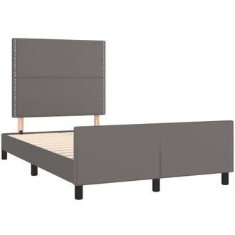 vidaXL Vidaxl - Estructura De Cama Sin Colch&oacute;n Cuero Sint&eacute;tico Gris 120x190 Cm