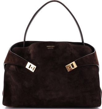 Ferragamo Hug Shoulder Bag Suede Large