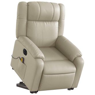 vidaXL Vidaxl - Sill&oacute;n De Masaje Elevable El&eacute;ctrico Cuero Sint&eacute;tico Crema