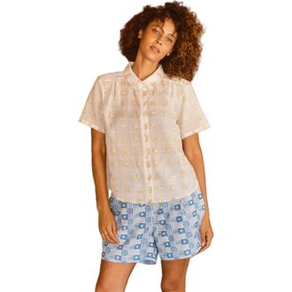 Ace & Jig Winnie Button-up Foldover Collar Blouse in Initial at Nordstrom, Size Xx-Small