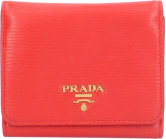 Prada Red Color Leather Wallet (Tri-Fold) (Pre-Owned)