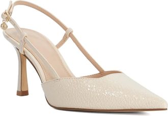 Dune London Womens Ladies Composure - Pointed Mid Heel Slingback Sandals - Beige - Size UK 4