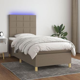 vidaXL Cama Box Spring Colch&oacute;n Y Luces Led Gris Taupe 80x200 Cm Vidaxl