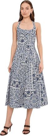 Avec Les Filles Racer Paneled Midi Dress Womens Dress Navy Lisbon Tile : 12, Cotton/Spandex
