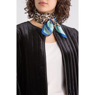 Vince Camuto Leopard Border Square Scarf in Aqua at Nordstrom Rack
