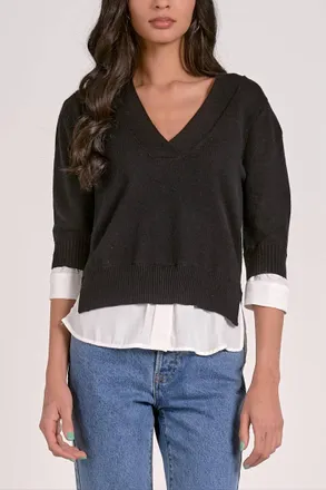 Elan Behold Sweater Shirt In Black
