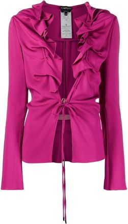 Tom Ford tie-fastening long-sleeve top - women - Spandex/Elastane/Viscose/Polyester/Polyurethane - 40 - Pink