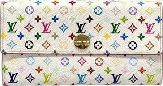 Louis Vuitton Litchi Pink White Monogram Multicolore Long Wallet (Bi-Fold) (Pre-Owned)