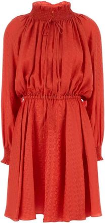 Fendi Red Silk Jacquard Dress
