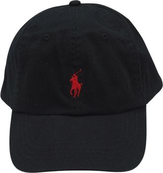 Polo Ralph Lauren Accessoires, unisex, Zwart, ONE Size, Katoen, Cappellino sportivo con pony ricamato