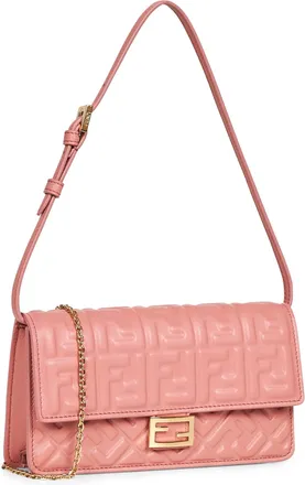 Fendi Womens Wallet On Chain Baguette Mini Bag Pink Lambskin