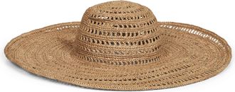 Ibeliv Womens Floppy Beach Hat Raffia Beige