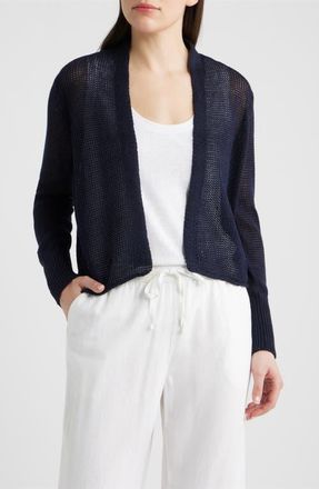 Eileen Fisher Open Front Organic Cotton Cardigan in Ink at Nordstrom, Size Xx-Small