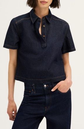 Madewell Boxy Denim Polo in Rinse Wash at Nordstrom, Size Xx-Small