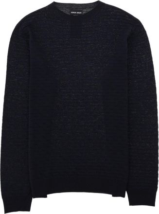 Giorgio Armani Textured Crew Neck Sweater In Virgin Wool