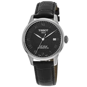 Tissot Le Locle Powermatic 80 Automatic Black Dial Leather Strap Mens Watch T006.407.16.053.00