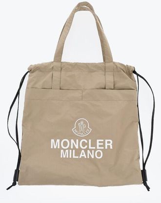 Moncler Cotton Drawstring Bag with Contrasting Logo size Unica