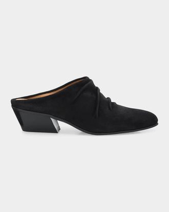 Pedro Garcia Helenka 30MM Ruched Suede Mules