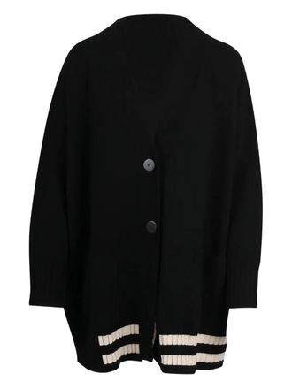 Pierantonio Gaspari Cardigan con orlo a righe - Nero
