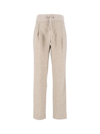 Fabiana Filippi Pantalone Jogging Con Pinces In Flanella Con Cinta Maglia Farbe Greige