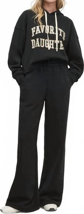Favorite Daughter The Cropped Collegiate Hoodie In Black Stone