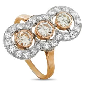 Luxury Bazaar 14K Rose Gold 1.65ct Diamond Halo Ring MF06-070226