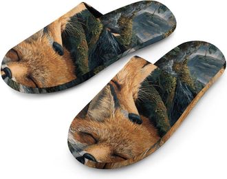 Generic Foxes Resting In Mountains Mens House Slippers Slip Indoor Slipper On Shoes Warm Outdoor