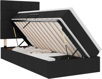 vidaXL Storage Bed with Mattress Black 90 x 200 cm Polyester vidaXL