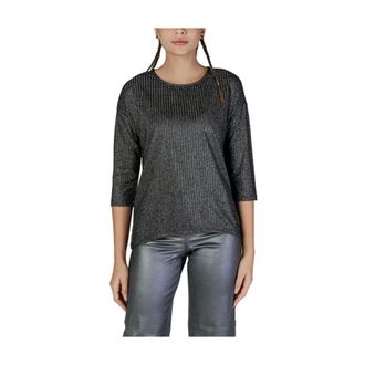 Vero Moda Long Sleeve T-Shirts, female, Gray, L, Glitter Bicolor Long-Sleeved T-Shirt