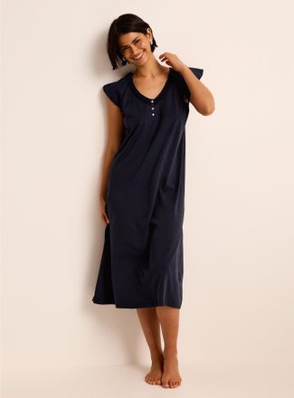 Miiyu Womens Lace-accent jersey long nightgown