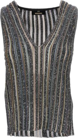 Missoni Black Multicolored Sequin Ribbed Lam&eacute; Tank Top