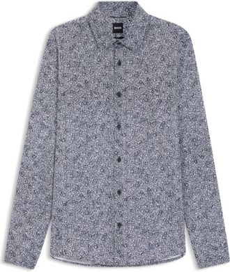 BOSS Printed slim-fit shirt in a cotton blend