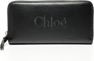 Chlo&eacute; Black Leather Long Wallet (Bi-Fold) (Pre-Owned)
