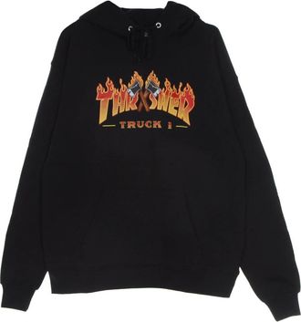 Thrasher Zwarte hoodie met vrachtwagenprint - Heren - Hoodies - Zwart - M - Katoen - Hoodies & sweatvesten