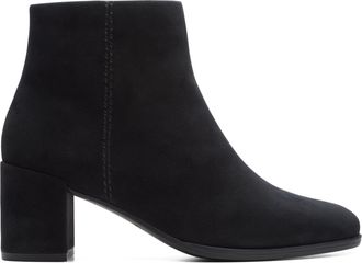 Clarks Ladies Elegant Heeled Ankle Boots Freva55 Zip - Black Leather - UK Size 6.5E - EU Size 40 - US Size 9W