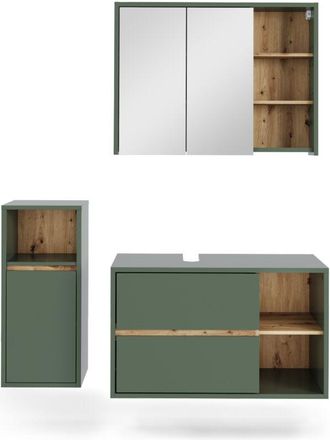 Vicco Conjunto De Muebles De Ba&ntilde;o Viola, Verde/artesano, 3 Partes, Vicco