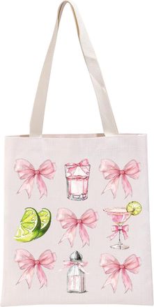 Generic G2TUP Margarita Lovers Gift Margarita Pink Ribbon Tote Bag Cocktail Handbag Drinking Lover Gift, Margarita Pink Ribbon Tb