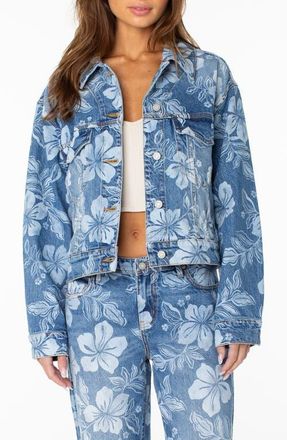 Roxy Big Tide Denim Jacket in Flora Fade at Nordstrom, Size X-Small