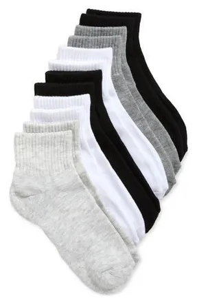 Steve Madden Assorted 6-Pack Quarter Crew Socks in Wgb at Nordstrom Rack, Size 9/11
