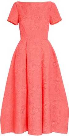 Roksanda Ilincic Vaela Wide-neck Cloqu&eacute; Midi Dress - Orange - 12 (UK12 / M)