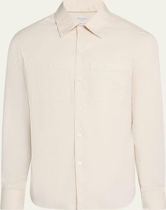 Brunello Cucinelli Mens High Summer Capsule Cotton Button-Down Shirt